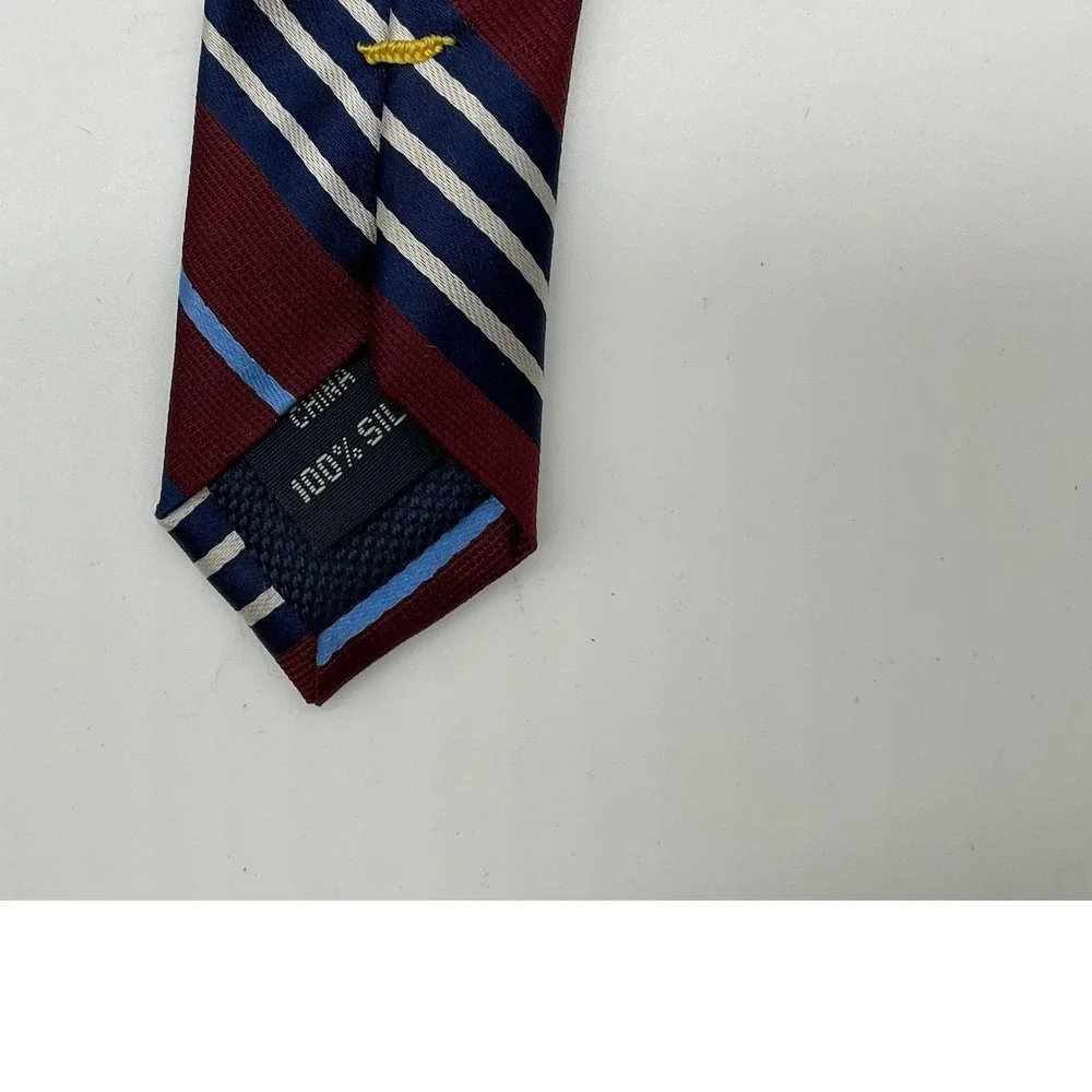 Nautica Silk Necktie Mens Burgundy Navy Striped Classic Business Accessory